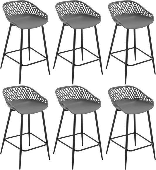24goodz Comfortable Hollow Back Bar Stool - Ergonomic Design - PP Material - For Home & Garden - Grey