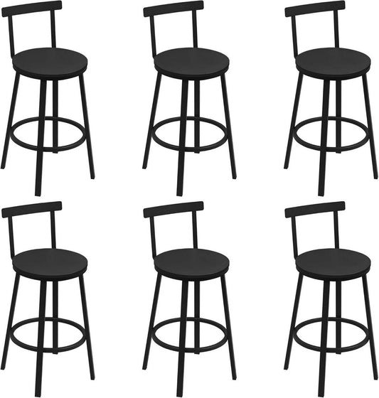 24goodz Round Bar Stool - Sturdy Construction - Ergonomic Design - Metal Frame - Black - 39 cm Seat Diameter