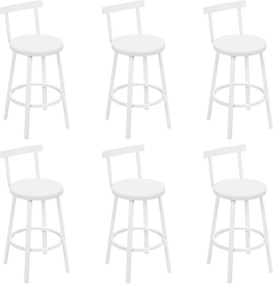 24goodz Round Bar Stool with Backrest - Ergonomic Design for Comfort - Metal Frame - For Kitchen and Dining - White