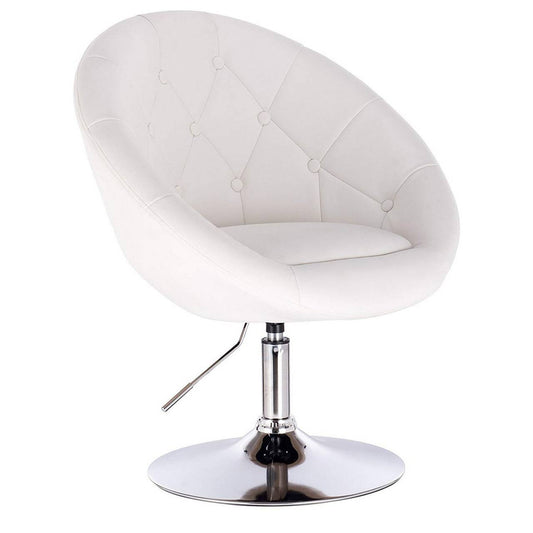 24goodz Adjustable Bar Stool - Comfortable Design - Ergonomic Principles - Faux Leather - For Home and Office - White - ws