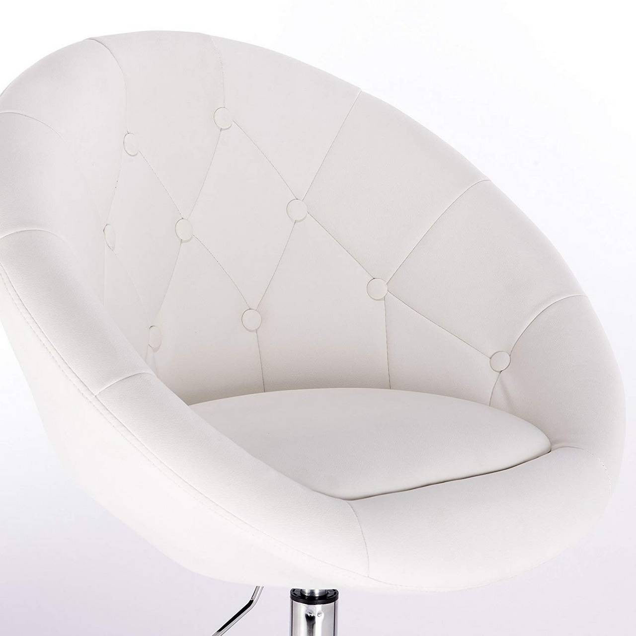 24goodz Adjustable Bar Stool - Comfortable Design - Ergonomic Principles - Faux Leather - For Home and Office - White - ws