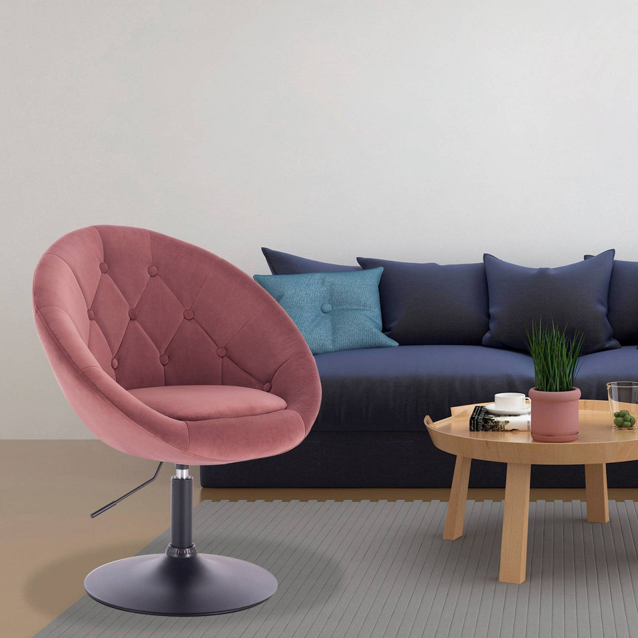 24goodz Velvet Pink Lounge Chair - Comfortable Design - Ergonomic Principles - Velvet + Metal - For Home & Living - Pink - rs