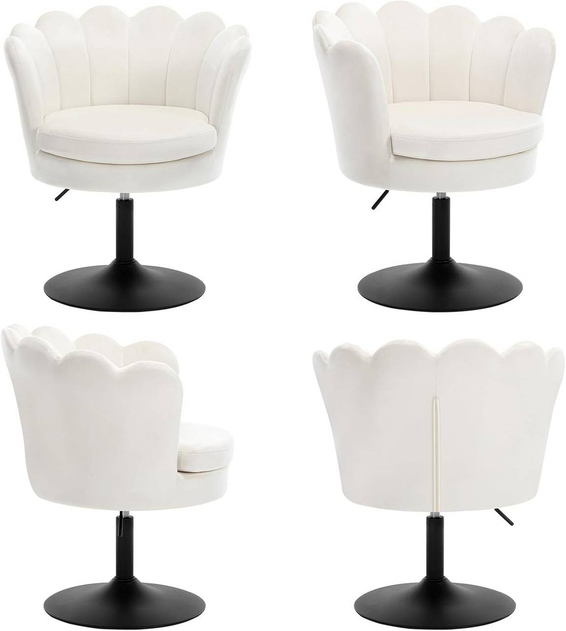 24goodz Flower-Shaped Bar Stool - Comfortable and Stylish Design - Velvet Upholstery - For Home and Makeup Use - Beige