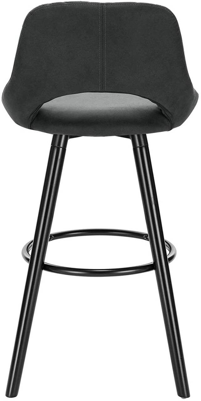 24goodz Bar Stool with Backrest and Footrest - Ergonomic Comfort - Sturdy Solid Wood Frame - Dark Grey/Brown