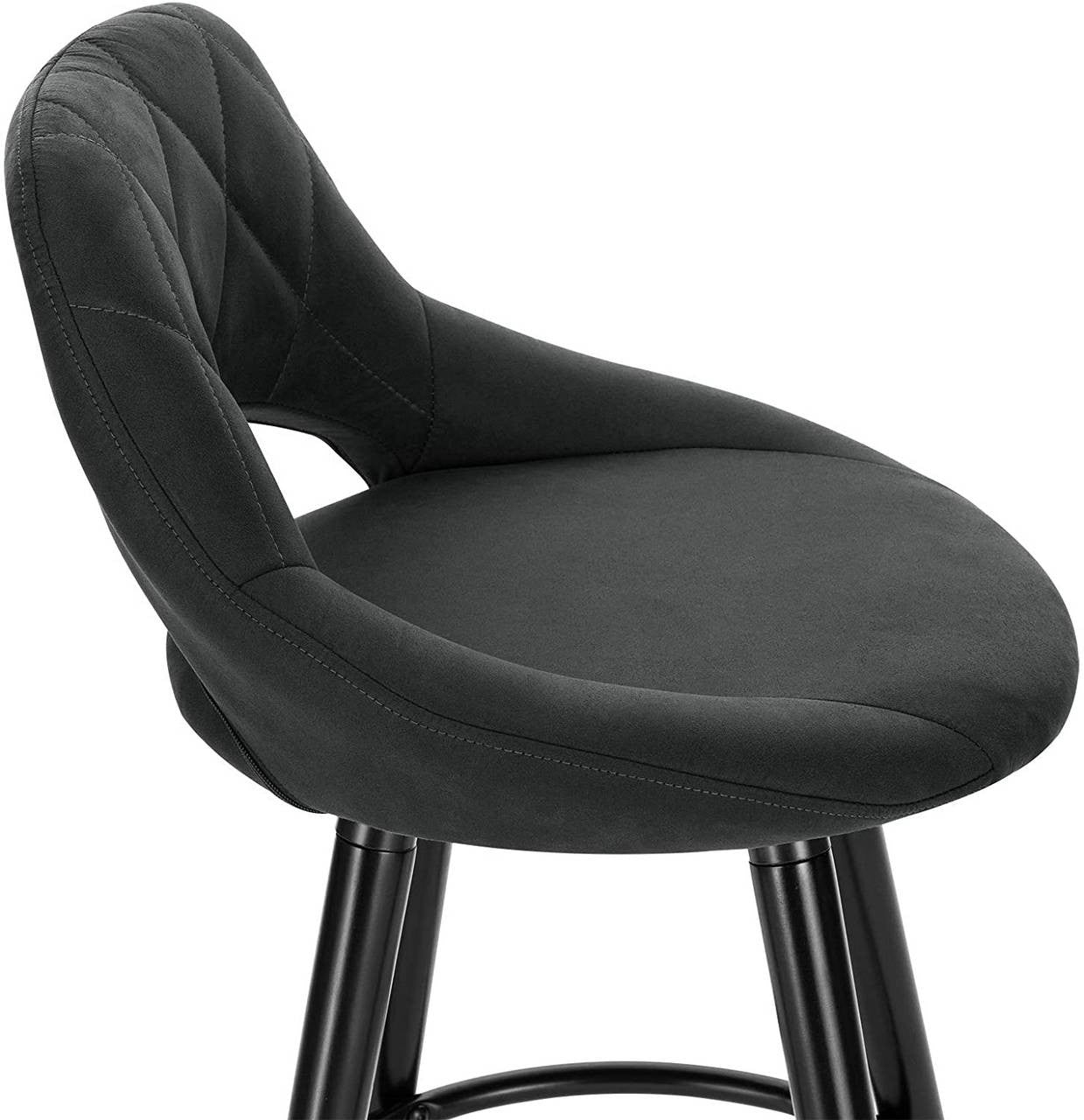24goodz Bar Stool with Backrest and Footrest - Ergonomic Comfort - Sturdy Solid Wood Frame - Dark Grey/Brown