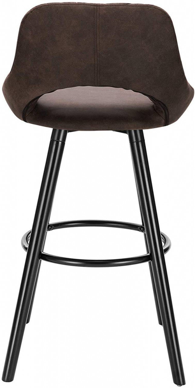 24goodz Bar Stool with Backrest and Footrest - Ergonomic Design - High-Quality Fabric and Solid Wood - For Home and Commercial Use - Dark Brown - dbr