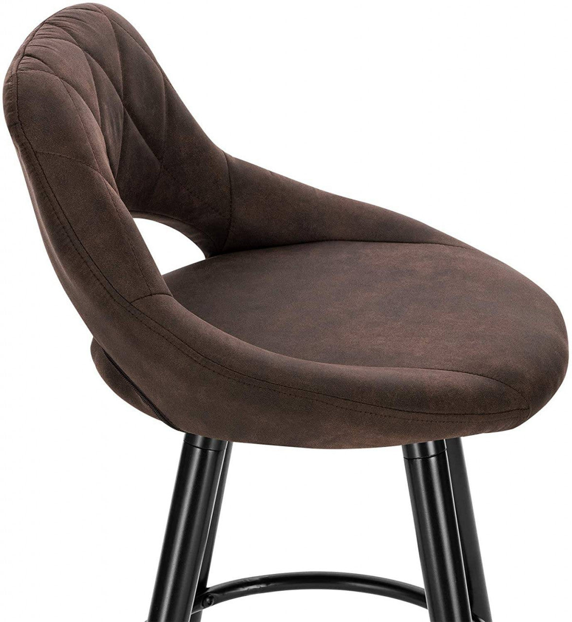 24goodz Bar Stool with Backrest and Footrest - Ergonomic Design - High-Quality Fabric and Solid Wood - For Home and Commercial Use - Dark Brown - dbr
