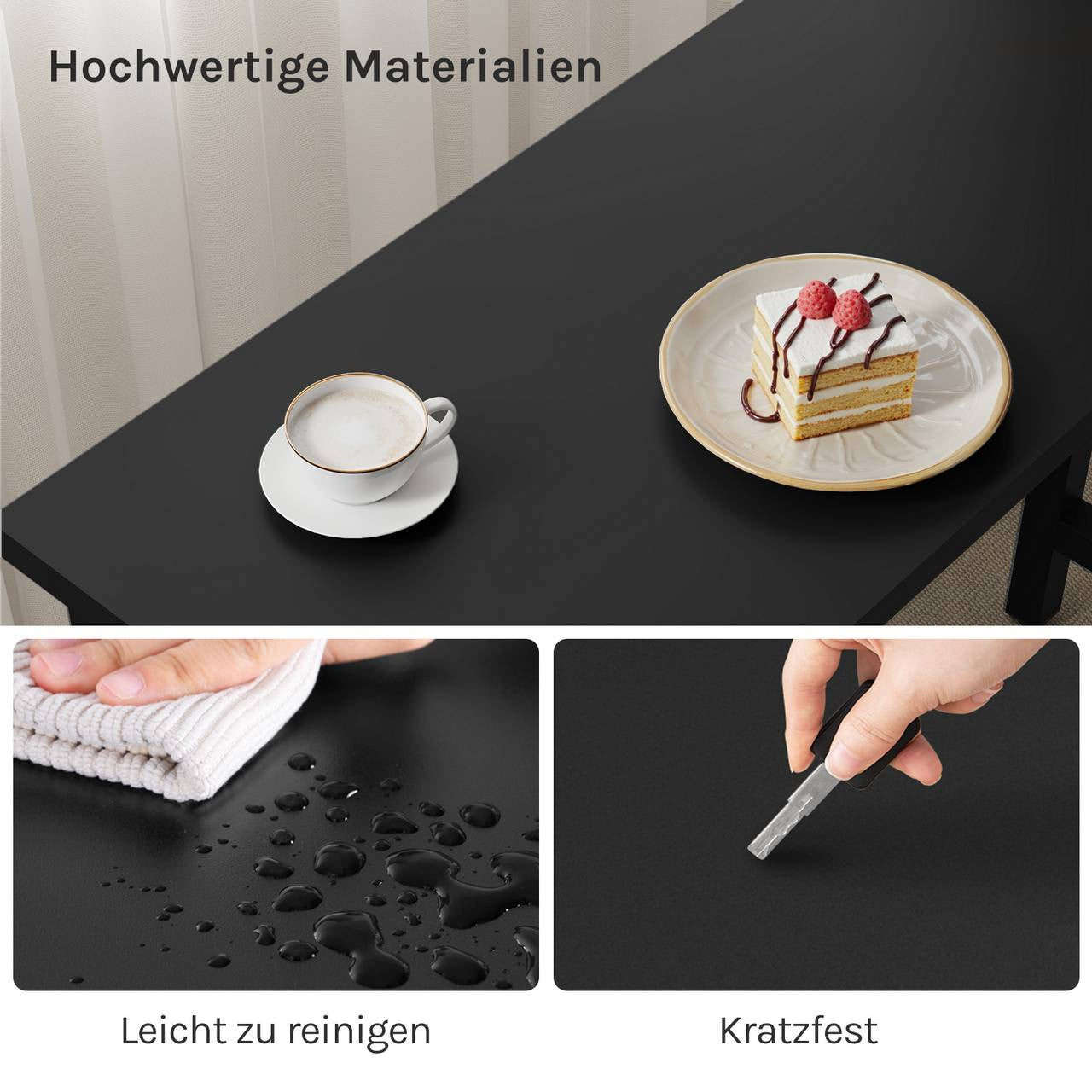 24goodz Bistro Table - Ergonomic Height for Comfort - Durable Metal Frame - MDF - For Home and Commercial Use - Light Oak/White/Black - 140 x 100 x 40 cm - sz