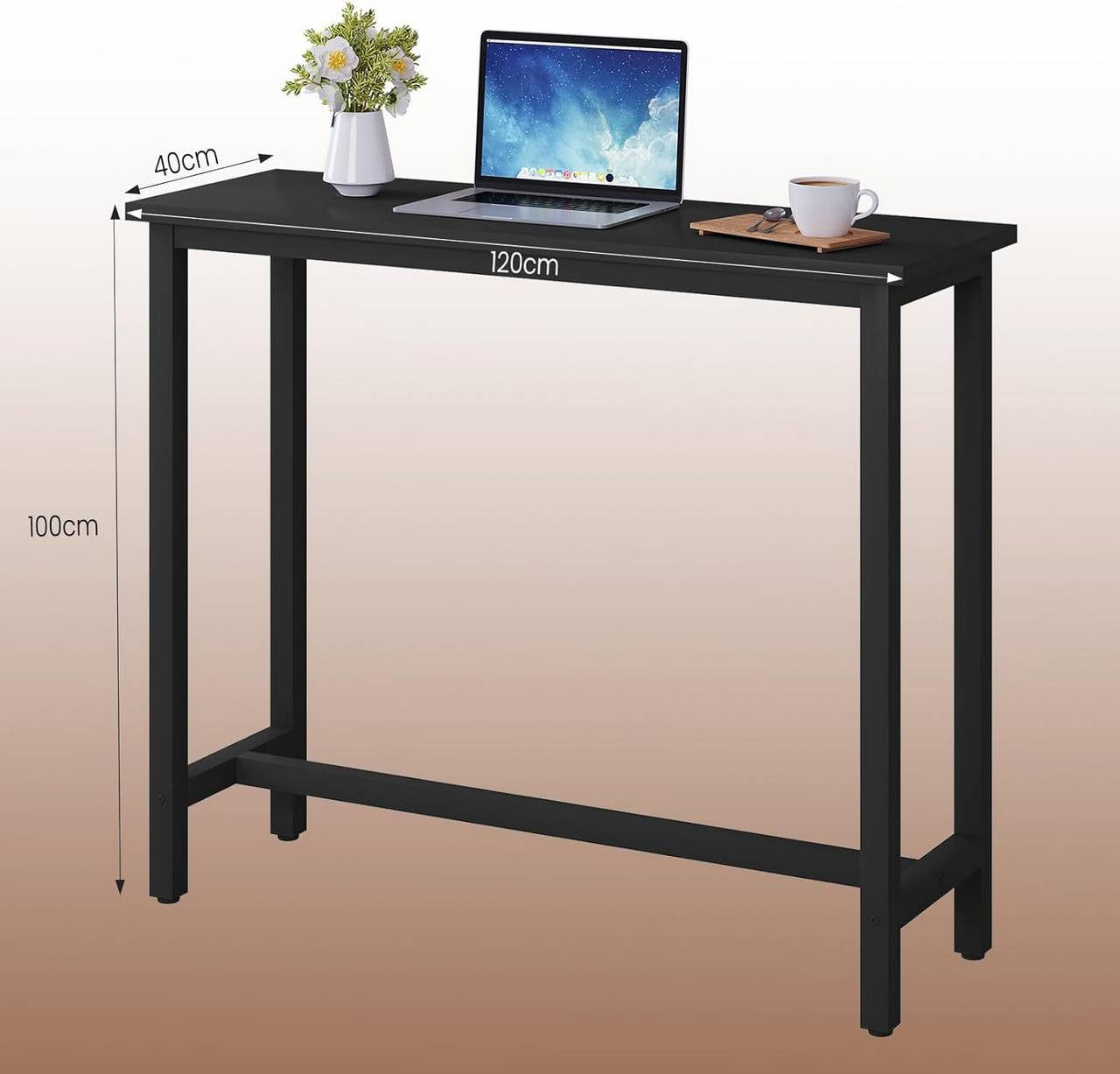 24goodz Bistro Table - Ergonomic Height for Comfort - Sturdy Metal Frame - MDF - For Home and Commercial Use - Light Oak/White/Black - 120 x 100 x 40 cm - sz