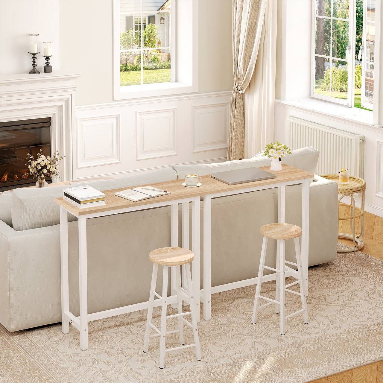 24goodz Bartafel - Ergonomic Height for Comfort - Sturdy Metal Frame - MDF - For Home and Commercial Use - Light Oak