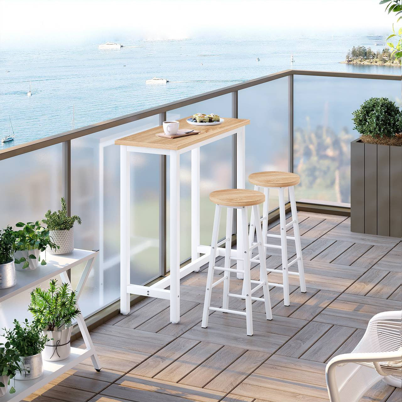 24goodz Bartafel - Ergonomic Height for Comfort - Sturdy Metal Frame - MDF - For Home and Commercial Use - Light Oak