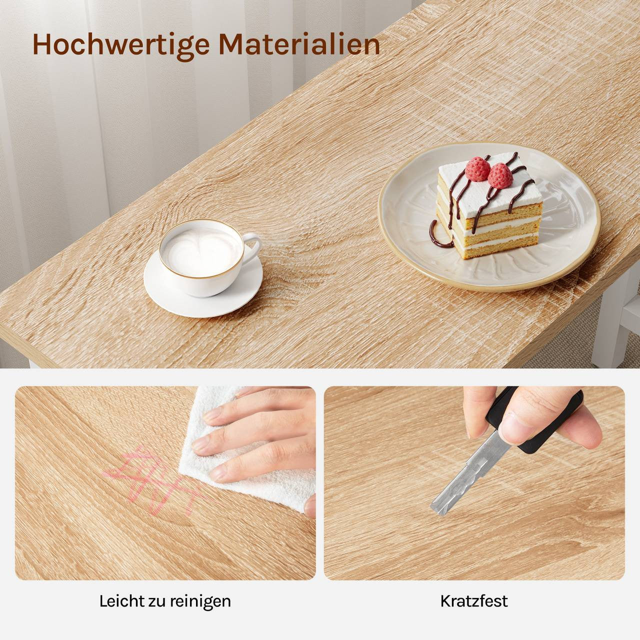 24goodz Bartafel - Ergonomic Height for Comfort - Sturdy Metal Frame - MDF - For Home and Commercial Use - Light Oak