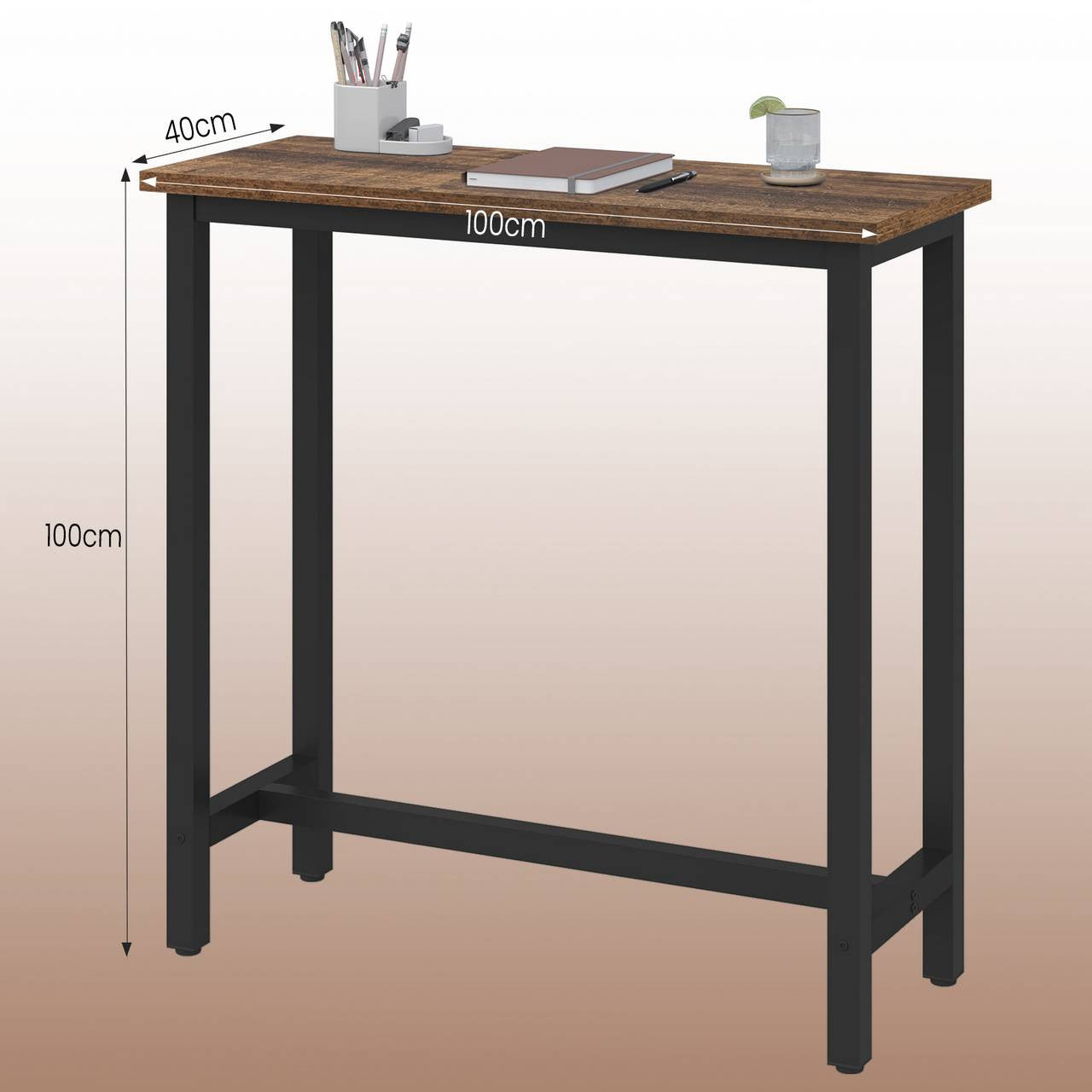 24goodz Bartafel - Ergonomic Height for Comfort - Robust Metal Frame - MDF - For Home and Commercial Use - Vintage Wood/White/Light Oak/Black - hov