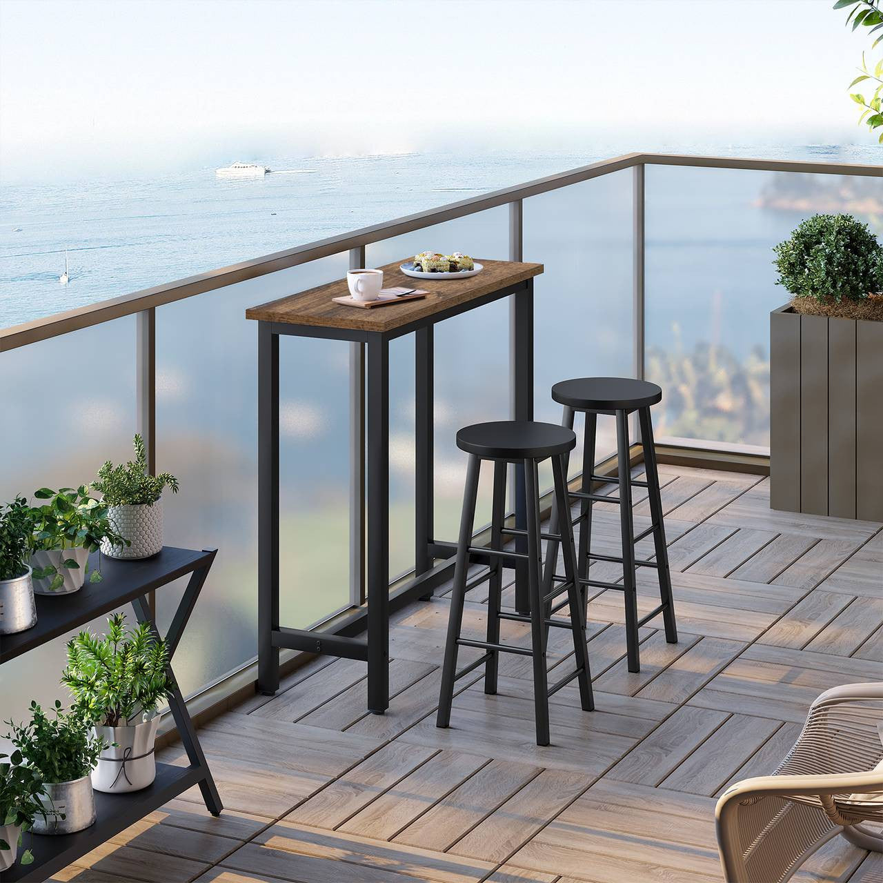 24goodz Bartafel - Ergonomic Height for Comfort - Robust Metal Frame - MDF - For Home and Commercial Use - Vintage Wood/White/Light Oak/Black - hov