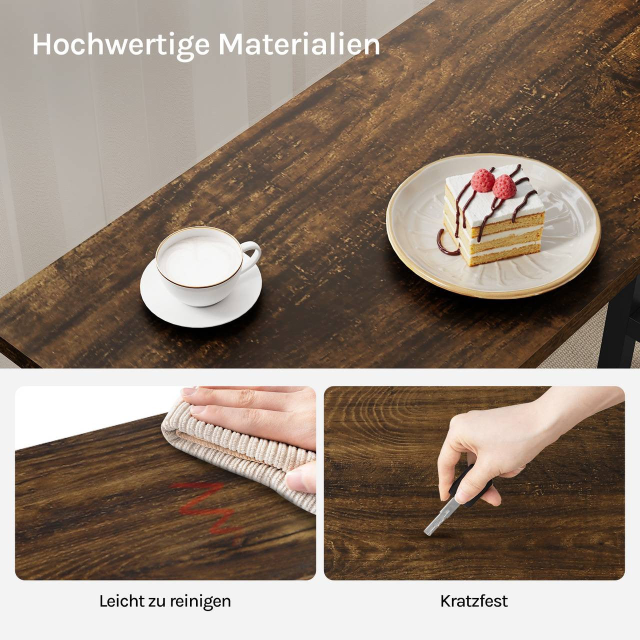 24goodz Bartafel - Ergonomic Height for Comfort - Robust Metal Frame - MDF - For Home and Commercial Use - Vintage Wood/White/Light Oak/Black - hov