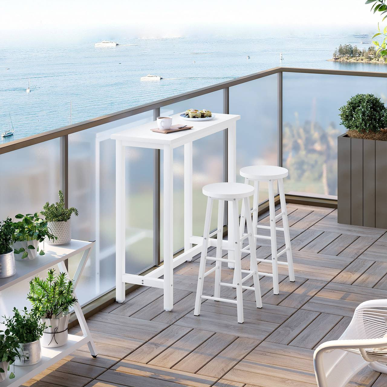 24goodz Bartafel - Ergonomic Height for Comfort - Sturdy Metal Frame - MDF - For Home and Business Use - Vintage Wood/White - ws