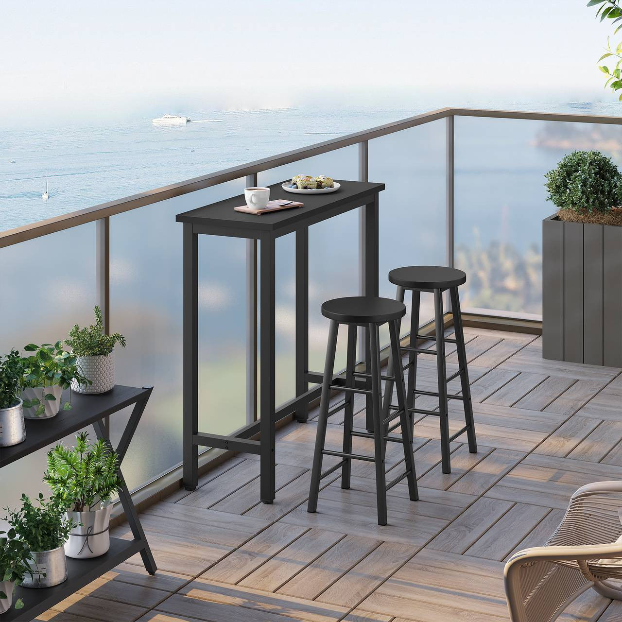 24goodz Bartafel - Ergonomically Designed Height - Sturdy Metal Frame - MDF - For Home and Commercial Use - Black