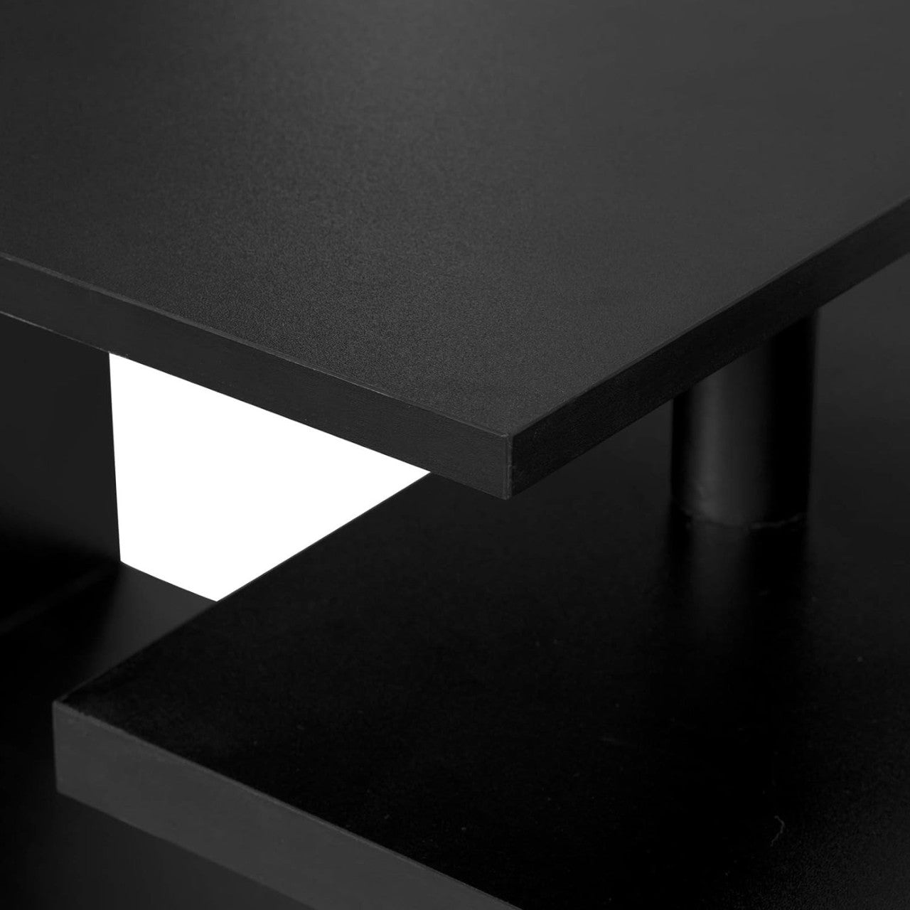 24goodz S-Shaped Bar Table with 3 Shelves - Unique Swivel Design - MDF and Metal - For Home and Kitchen - Black - sz