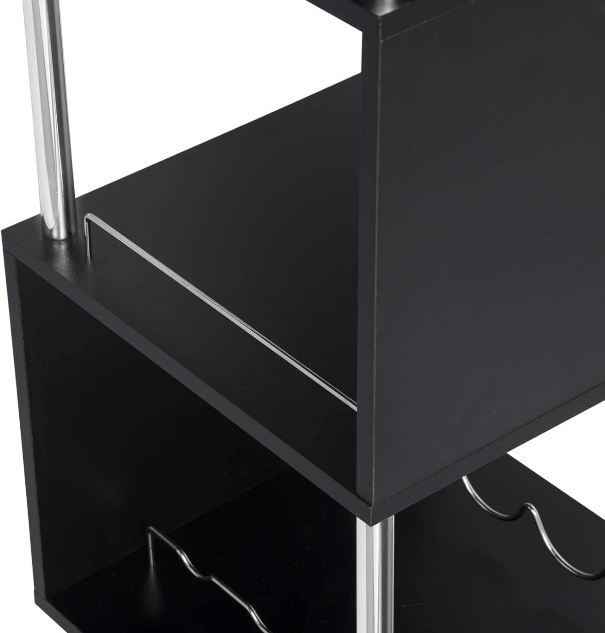 24goodz Bistro Table with Wine Racks - Unique S-Shape Design - Sturdy Metal and MDF - For Small Spaces - Black - sz