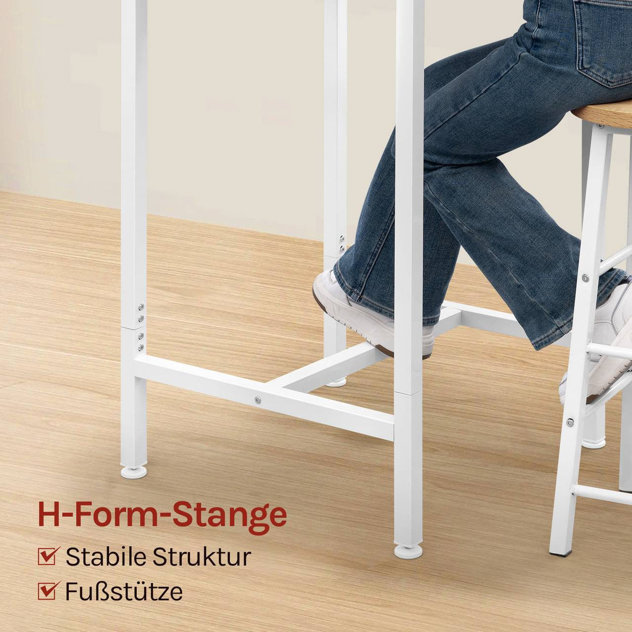 24goodz Bistro Table - Robust and Durable Design - Space-Saving - MDF and Metal - Light Oak - 60 x 100 cm - hei