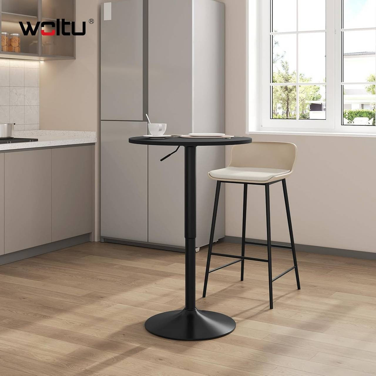 24goodz Adjustable Bar Table 70-91 cm - Durable and Stylish - MDF and Metal - For Home and Office - Black - sz