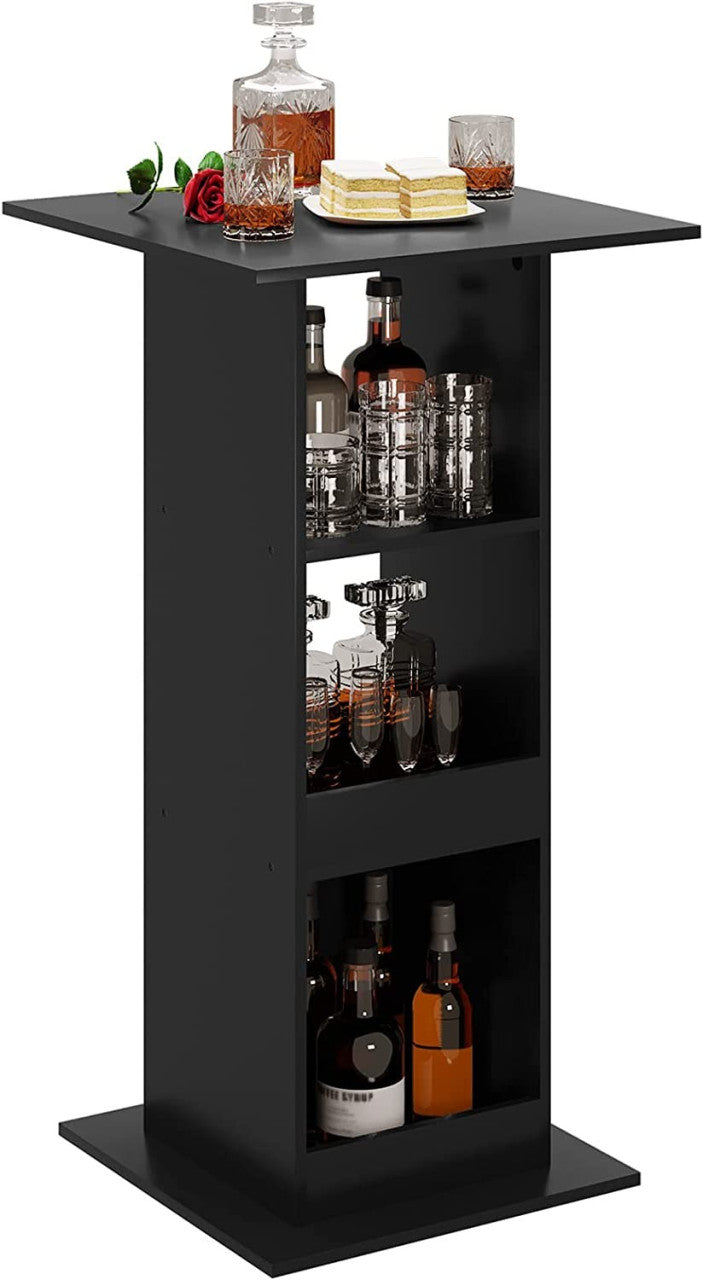 24goodz Bartafel with 3 Shelves - Space-Saving Design - Wood Material - Black - 109 cm Height