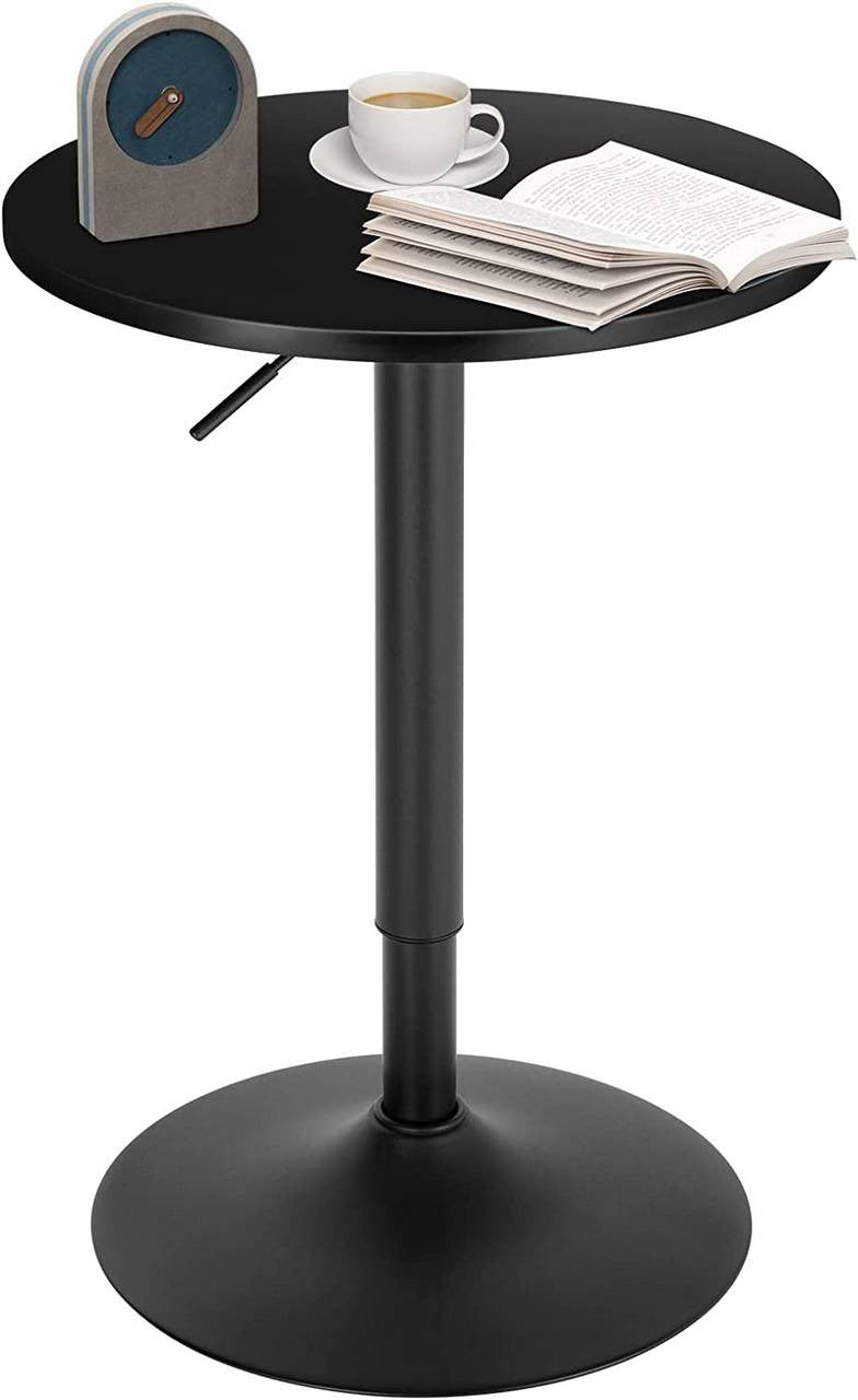 24goodz Round Bar Table - Height Adjustable - Durable MDF and Metal - Black - 52 cm Diameter - sz