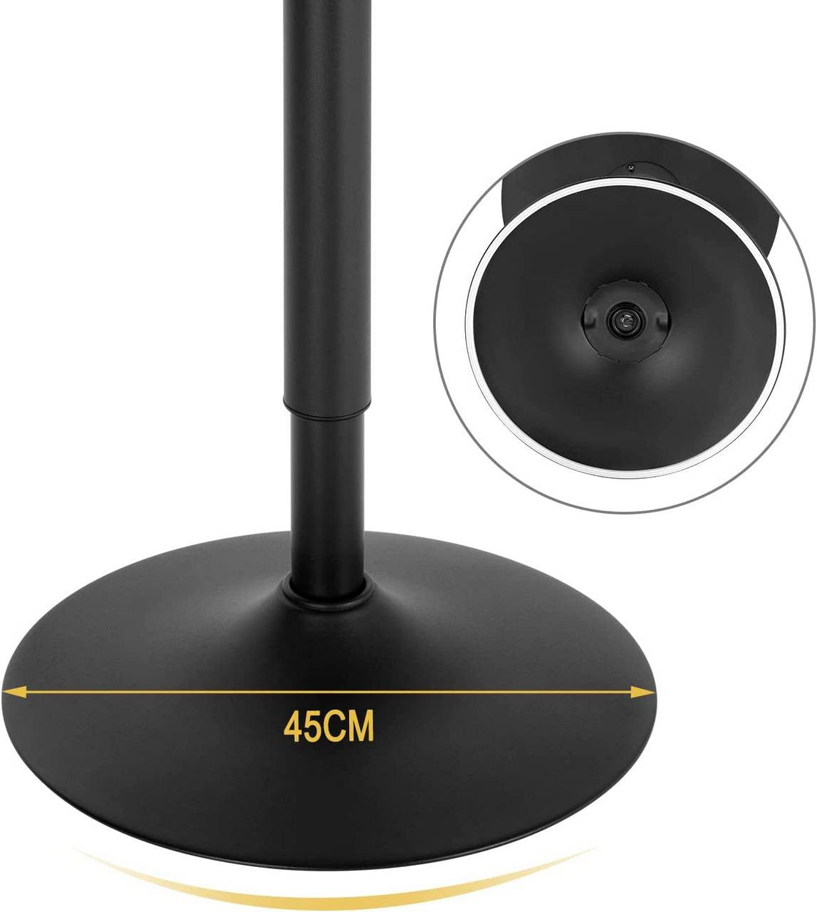 24goodz Round Bar Table - Height Adjustable - Durable MDF and Metal - Black - 52 cm Diameter - sz