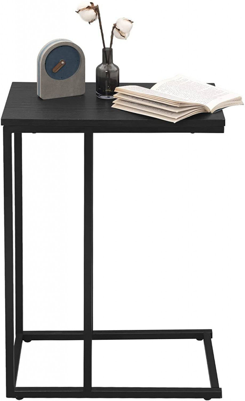 24goodz Side Table - Sturdy Construction - Easy to Assemble - MDF and Iron Frame - Black - sz