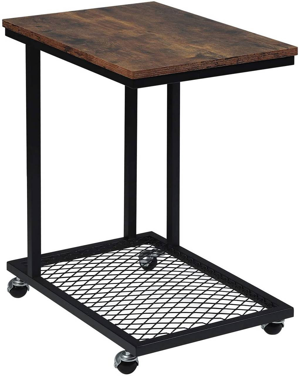 24goodz C-Shaped Side Table - Stable and Durable Design - MDF and Metal - Vintage Wood - HOV