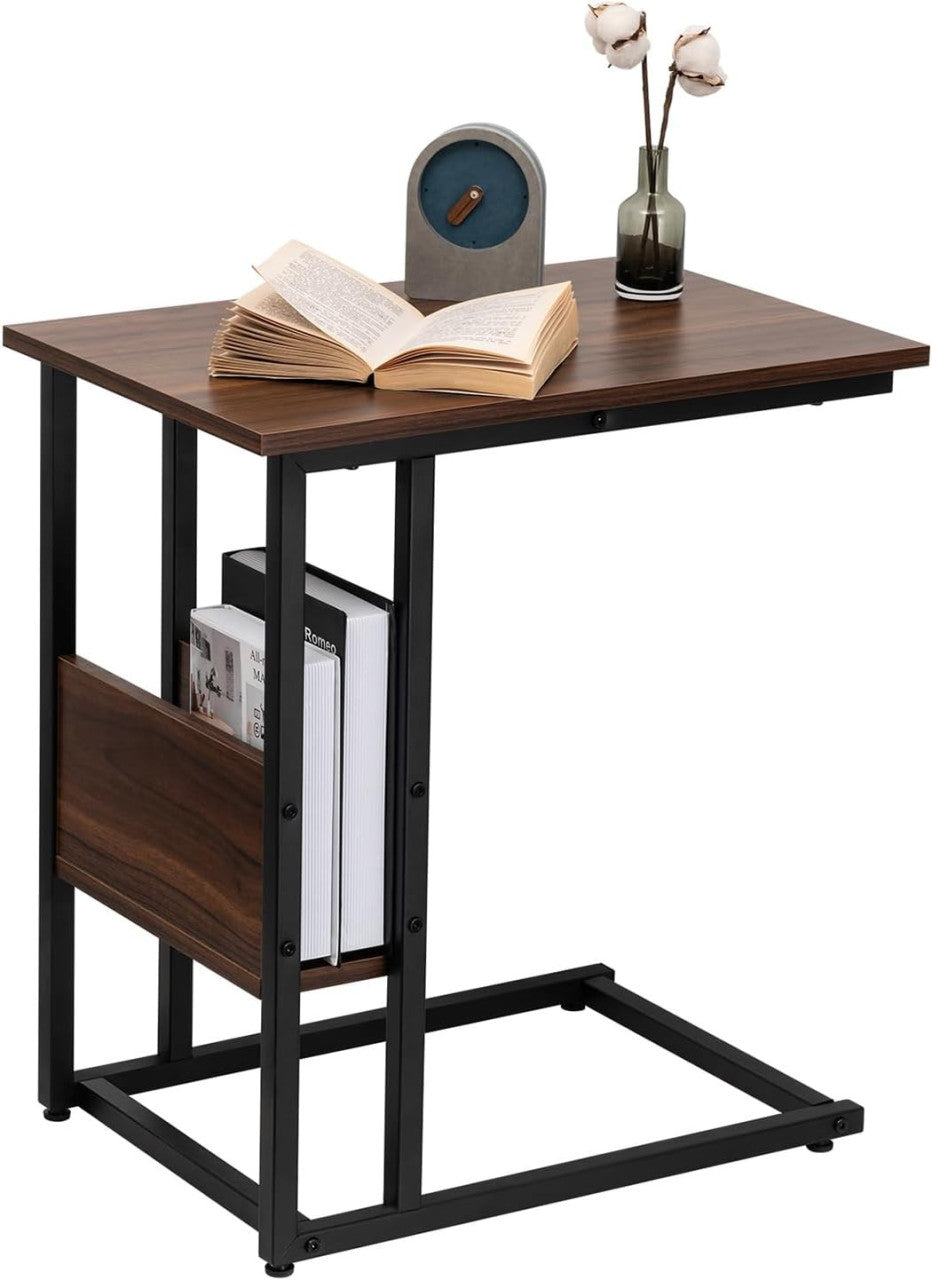 24goodz Side Table - Stable and Durable Design - E1-Class Wood and Metal - For Living Room or Bedroom - Dark Beech 55x36x59.5cm - dc