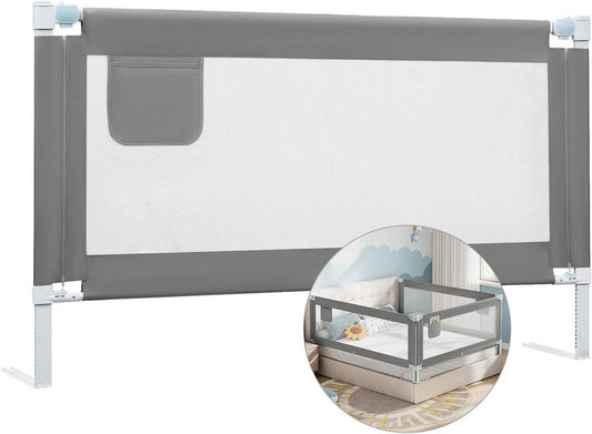 24goodz Safety Bed Rail for Kids - Stable & Safe Design - Adjustable Height - 300D Oxford Fabric - Dark Grey - 150 cm