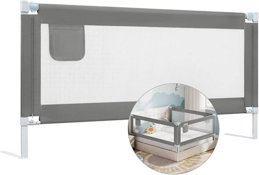 24goodz Baby Bed Guard - Stable & Safe Design - Adjustable Height - 300D Oxford Fabric - For Children - Dark Grey