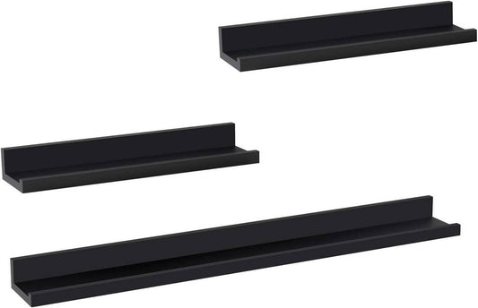 24goodz Floating Shelf Set of 3 - Stylish Storage Solution - Durable MDF - For Home Decor - Black