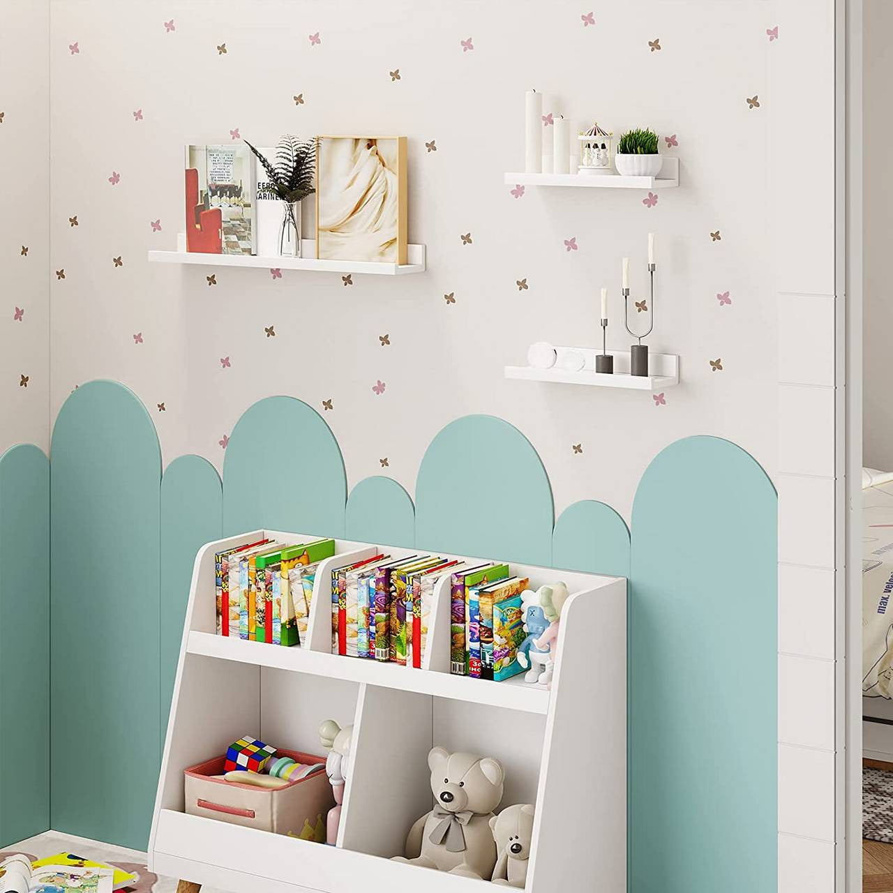 24goodz Photo Rail Set of 3 - Stylish Storage & Decoration - MDF - For Home Lovers - White - ws