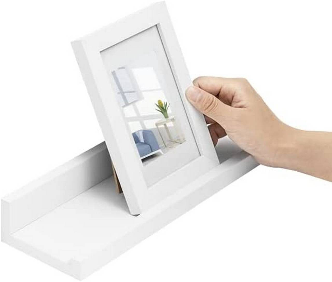 24goodz Photo Rail Set of 3 - Stylish Storage & Decoration - MDF - For Home Lovers - White - ws