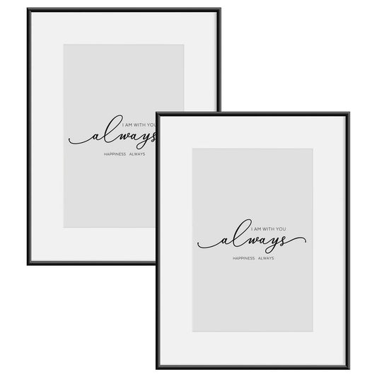 24goodz Set of 2 Photo Frames - Versatile Display Options - Premium Aluminium and Plexiglass - For Home and Office - Black 21x29.7 cm (A4)
