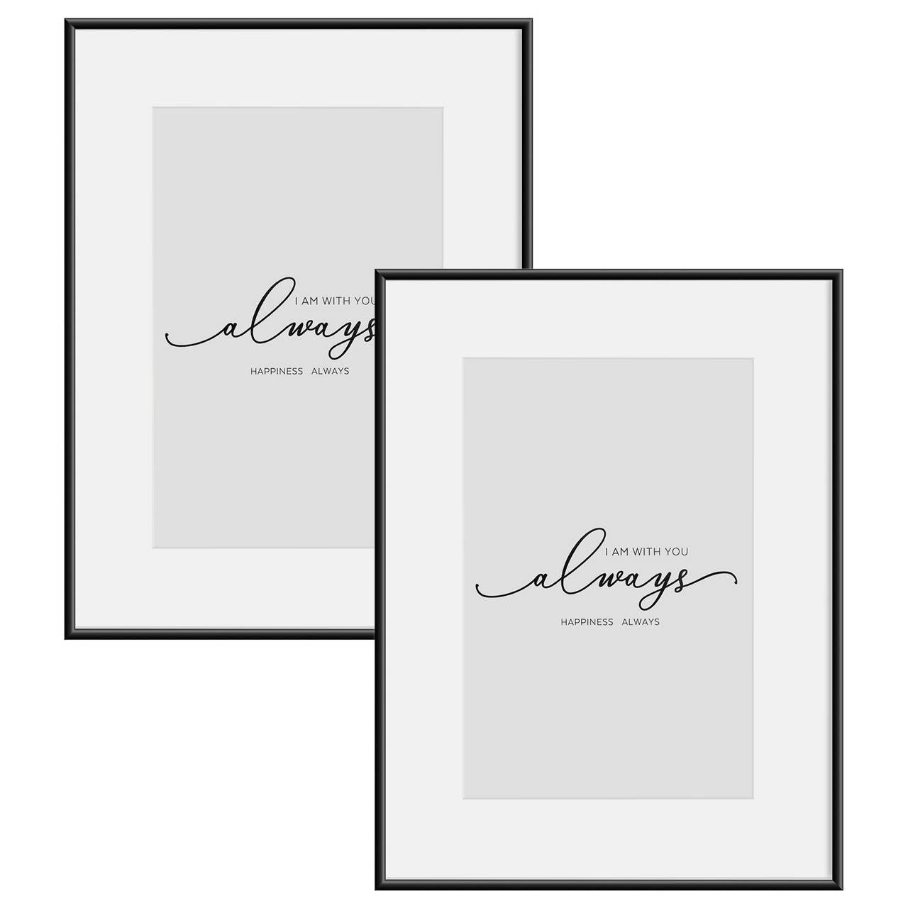 24goodz Set of 2 Photo Frames - Versatile Display Options - Premium Aluminium and Plexiglass - For Home and Office - Black