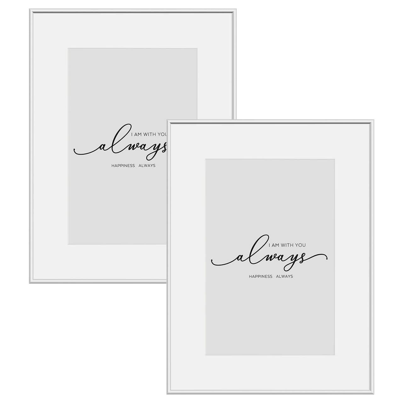 24goodz Set of 2 Photo Frames - Versatile Display Options - Premium Aluminium and Plexiglass - For Home and Office - Black/Silver
