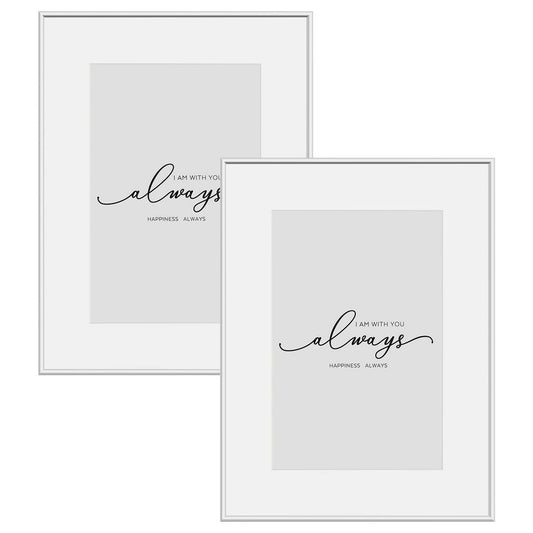 24goodz Set of 2 Photo Frames - Versatile Display Options - Premium Aluminium and Plexiglass - For Home and Office - Black/Silver