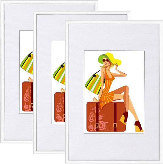 24goodz Photo Frame Set of 3 - Durable and Stylish - Plastic and Glass - For Everyone - White - ws