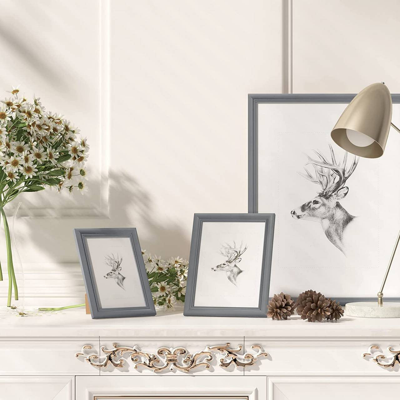24goodz Wooden Photo Frame Gallery - Versatile Hanging Options - MDF - For Everyone - Grey