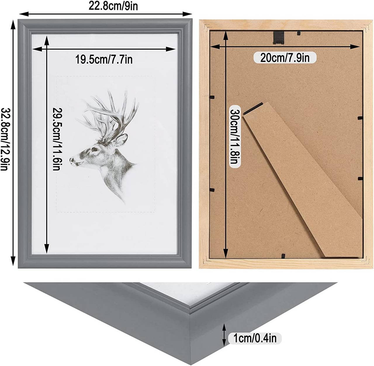 24goodz Wooden Photo Frame Gallery - Versatile Hanging Options - MDF - For Everyone - Grey