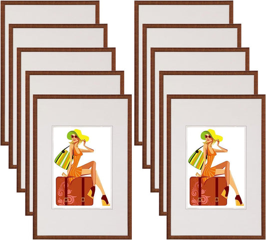 24goodz Photo Frame Gallery with Mat - Versatile for Various Sizes - Durable Plastic - For Home Decor - Bronze - bz