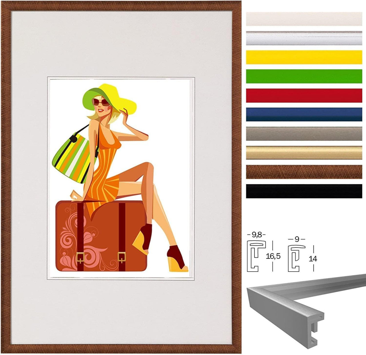 24goodz Photo Frame Gallery with Mat - Versatile for Various Sizes - Durable Plastic - For Home Decor - Bronze - bz