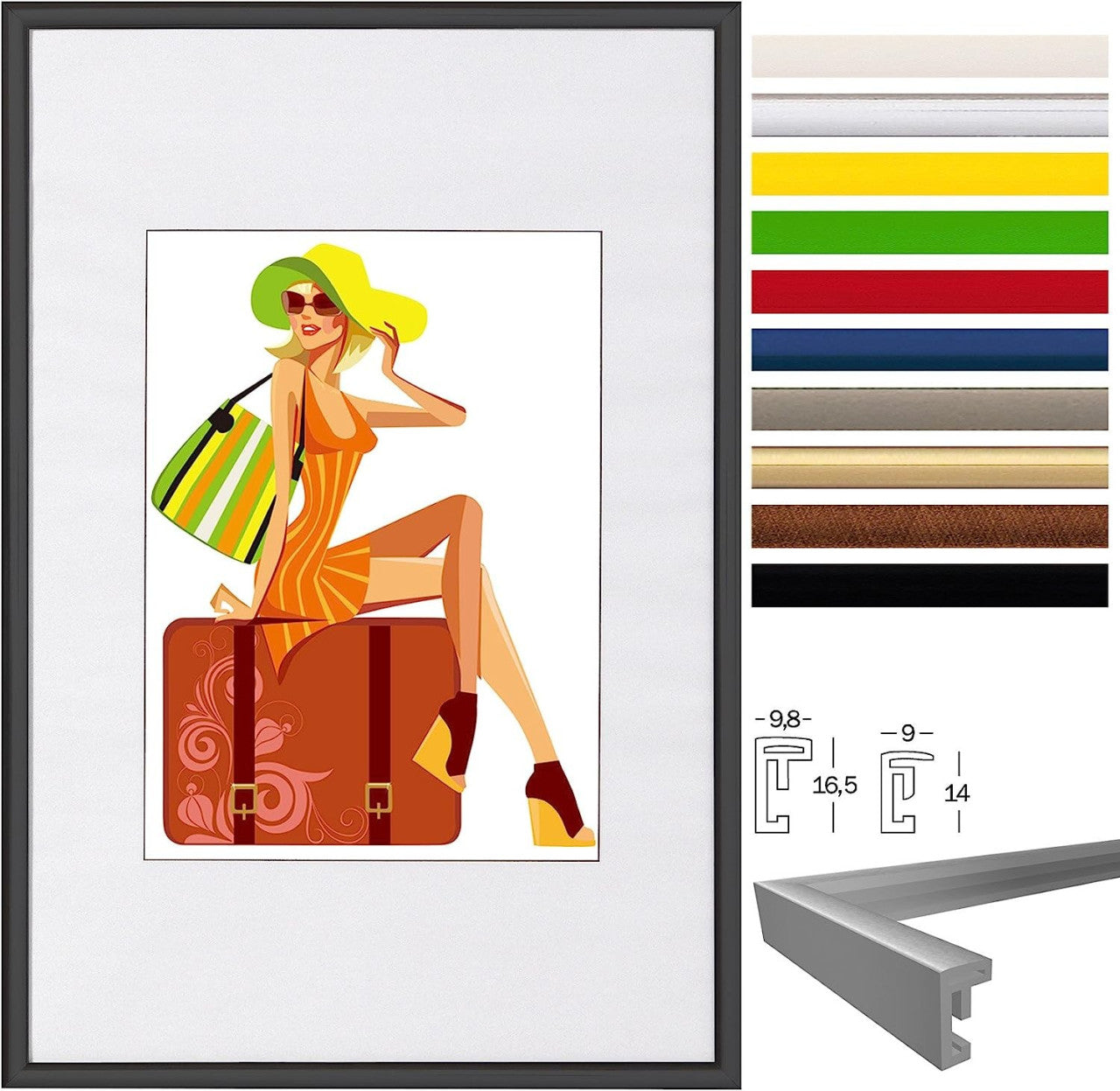 24goodz Photo Frame Gallery with Mat - Versatile for Various Sizes - Durable Plastic - Perfect Gift - Bronze - Set of 10 - sz