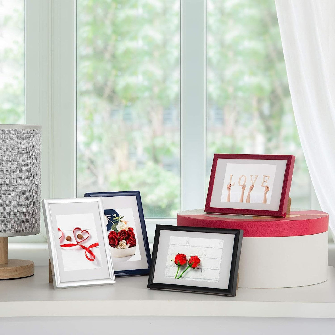 24goodz Photo Frame Gallery with Mat - Versatile for Various Sizes - Durable Plastic - Perfect Gift - Bronze - Set of 10 - sz