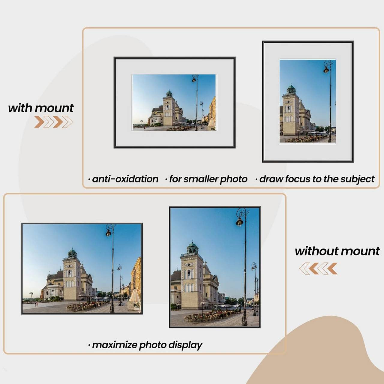 24goodz Set of 8 Photo Frames - Versatile Display Options - Premium Aluminium and Plexiglass - Ideal Gift - Black