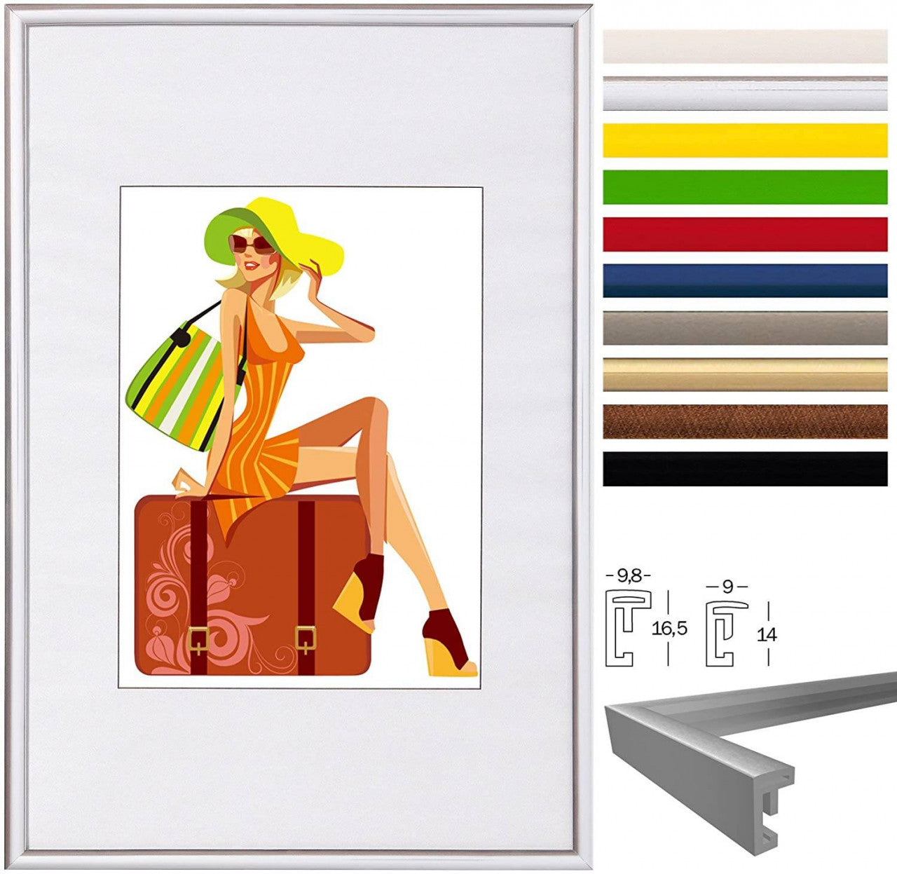 24goodz Photo Frame - Versatile for Various Sizes - Durable Plastic - For Everyone - Black/Silver - sb