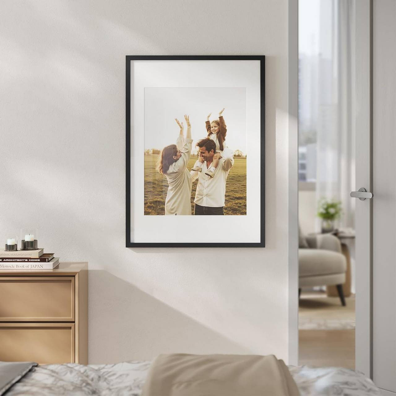 24goodz Wooden Photo Frame with Paper Mat - Eco-Friendly MDF - Sturdy Design - Black - 29.7x42 cm (A3)